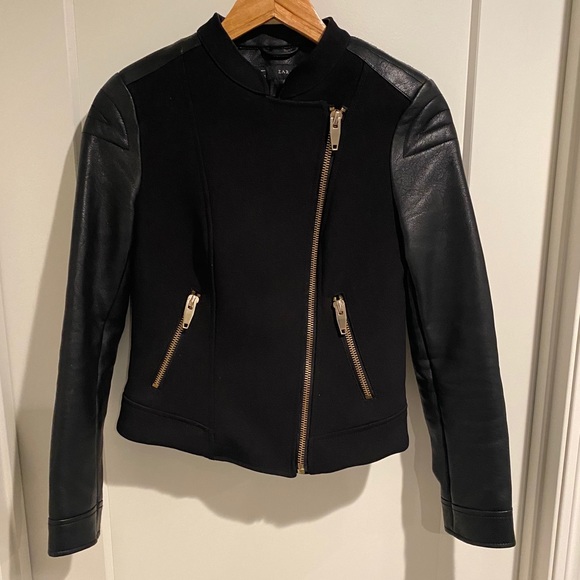 Zara Black and Gold Leather Combo Jacket - Small - Picture 4 of 6